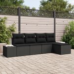 vidaXL Ensemble de 5 Pièces de Canapé de Jardin avec Coussins en Poly Rattan Noir