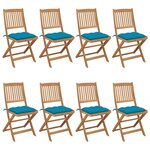 vidaXL Chaises pliables de jardin lot de 8 avec coussins Bois d'acacia