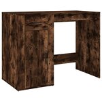 Bureau table poste de travail meuble d'ordinateur informatique étude avec armoire chêne fumé bois d'ingénierie brun 02_0023385