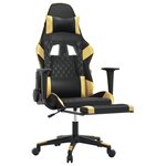 vidaXL Chaise de jeu avec repose-pied Noir et doré Similicuir