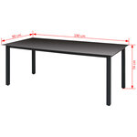 vidaXL Table de jardin Noir 190x90x74 cm Aluminium et verre