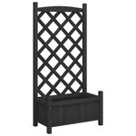 vidaXL Jardinière avec treillis noir bois massif de sapin