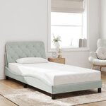 vidaXL Cadre de lit avec LED sans matelas gris clair 100x200cm velours