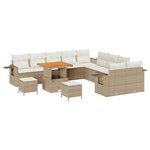 Ensemble de canapés de jardin vidaXL 13 pièces avec coussins en rotin synthétique beige