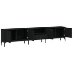 vidaXL Meuble TV avec tiroir noir 200x25x44 cm bois d'ingénierie