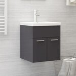 vidaXL Armoire d'évier avec lavabo intégré Gris brillant Aggloméré