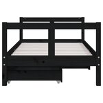 vidaXL Cadre de lit pour enfant tiroirs noir 80x160 cm bois pin massif