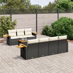 vidaXL Salon de jardin 8 Pièces avec coussins noir résine tressée