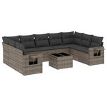 vidaXL Salon de jardin avec coussins 10 Pièces gris résine tressée