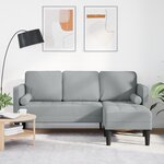 Canapé 3 places L gris clair 160 cm en tissu