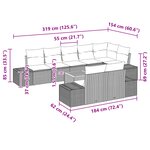 vidaXL Ensemble de Canapé de Jardin 9 Pièces avec Coussins Gris Poly Rattan Acacia
