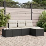 vidaXL Ensemble de Canapé de Jardin 4 pièces avec Coussins Noir Poly Rattan
