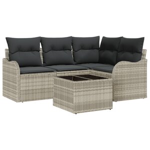 Ensemble de Canapés de Jardin vidaXL 5 Pièces avec Coussins en Rotin Polyéthylène Gris