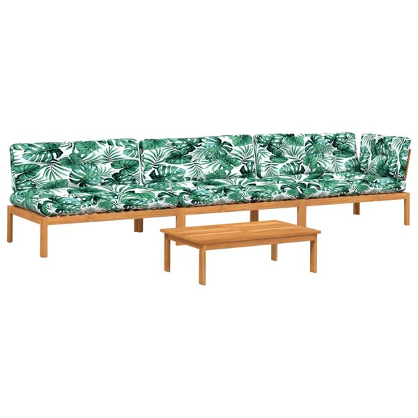 vidaXL Salon palette de jardin avec coussins 4Pièces bois d'acacia massif