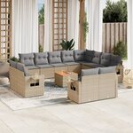 vidaXL Salon de jardin et coussins 13 Pièces mélange beige résine tressée