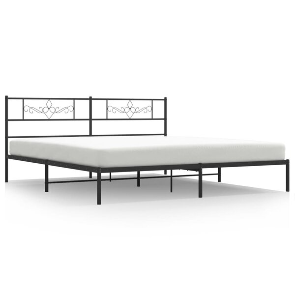 vidaXL Cadre de lit métal avec tête de lit noir 200x200 cm