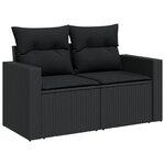 Ensemble de canapé de jardin de 13 pièces avec coussins Noir Polyrotin Acacia