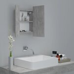 vidaXL Armoire de salle de bain à miroir LED Gris béton Acrylique