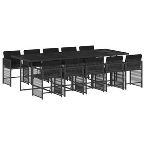vidaXL Ensemble à manger de jardin 11 Pièces coussins noir résine tressée