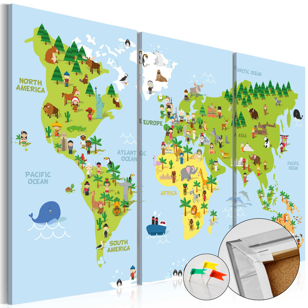 Tableau en liège - children's world [cork map] l x h en cm 120x80