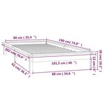 vidaXL Cadre de lit à LED sans matelas 90x190 cm bois massif