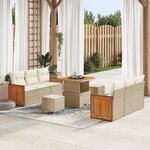 Set de Canapé de Jardin Modular de 9 Pièces avec Coussins Beige Rattan Synthétique Acacia