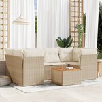 vidaXL Salon de jardin avec coussins 7 Pièces beige résine tressée