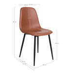 2 chaises de salle à manger en cuir synthétique marron avec pieds noirs
