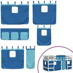 vidaXL Lit mezzanine enfants et rideaux bleu 80x200cm bois pin massif