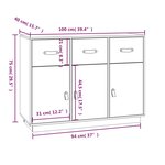vidaXL Buffet Gris 100x40x75 cm Bois massif de pin