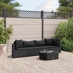 vidaXL Salon de jardin 5 Pièces avec coussins noir résine tressée