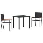 vidaXL Ensemble de Salle à Manger de Jardin de 3 Pièces Noir Poly Rattan