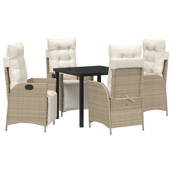 vidaXL Ensemble de jardin 5 pièces Beige Rattan Poly