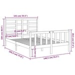 vidaXL Cadre de lit bois massif 135x190 cm double