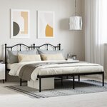 vidaXL Cadre de lit métal sans matelas et tête de lit noir 180x200 cm
