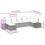 vidaXL Ensemble de canapé de jardin 7 pièces avec coussins en rotin synthétique noir
