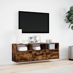 vidaXL Meuble TV mural avec lumières LED chêne fumé 130x31x45 cm