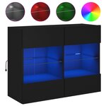 vidaXL Meuble TV mural avec lumières LED noir 78 5x30x60 5 cm