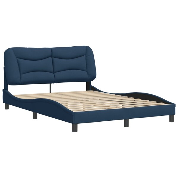 vidaXL Cadre de lit avec tête de lit Bleu 120x200 cm Tissu
