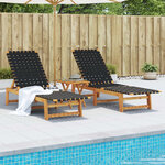 vidaXL Chaises longues lot de 2 avec table noir bois massif d'acacia