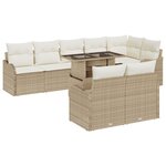 Ensemble 9 pièces canapé jardin avec coussins Beige Rotin Poly