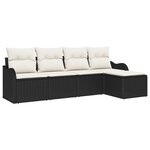 Set de Canapé de Jardin de 5 Pièces avec Coussin en Polyrotin Noir