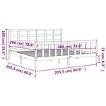 vidaXL Cadre de lit sans matelas gris 200x200 cm bois massif de pin