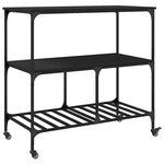 vidaXL Chariot de cuisine noir 100x50x95 cm bois d'ingénierie