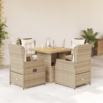 vidaXL Ensemble à manger de jardin avec coussins 5Pièces Beige poly rotin