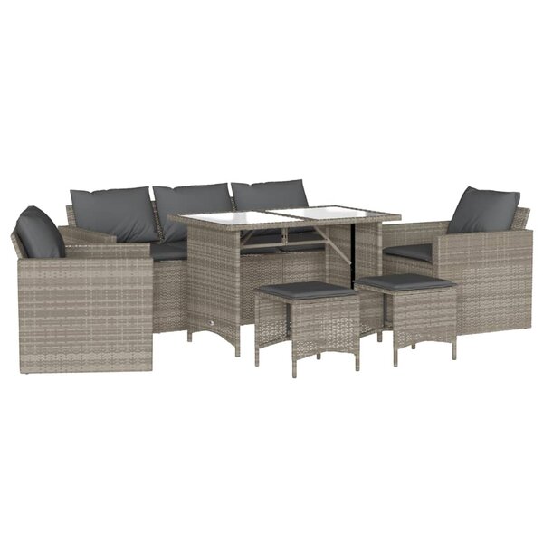 vidaXL Salon de jardin 6 Pièces avec coussins gris clair résine tressée