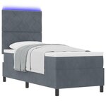 Lit Box Spring vidaXL avec Matelas & LED Gris Foncé 80x200 cm Velours