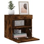 vidaXL Meuble TV mural avec lumières LED chêne fumé 40x30x40 cm