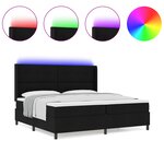 Lit Box Spring vidaXL avec Matelas et LED Noir 200x200 cm Tissu