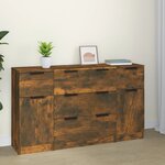 vidaXL Ensemble de buffets 3 Pièces chêne fumé bois d'ingénierie